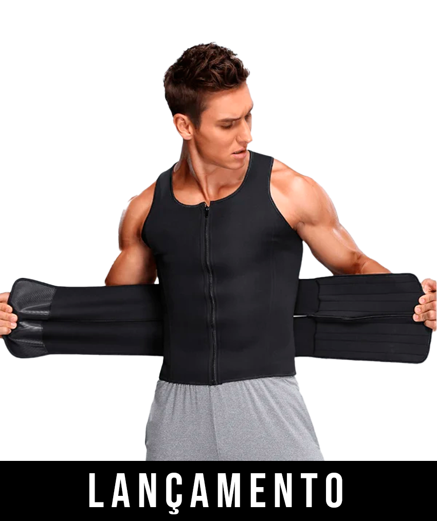 Colete efeito sauna modelador, compressor e emagrecedor e alinhador de postura 2 em 1