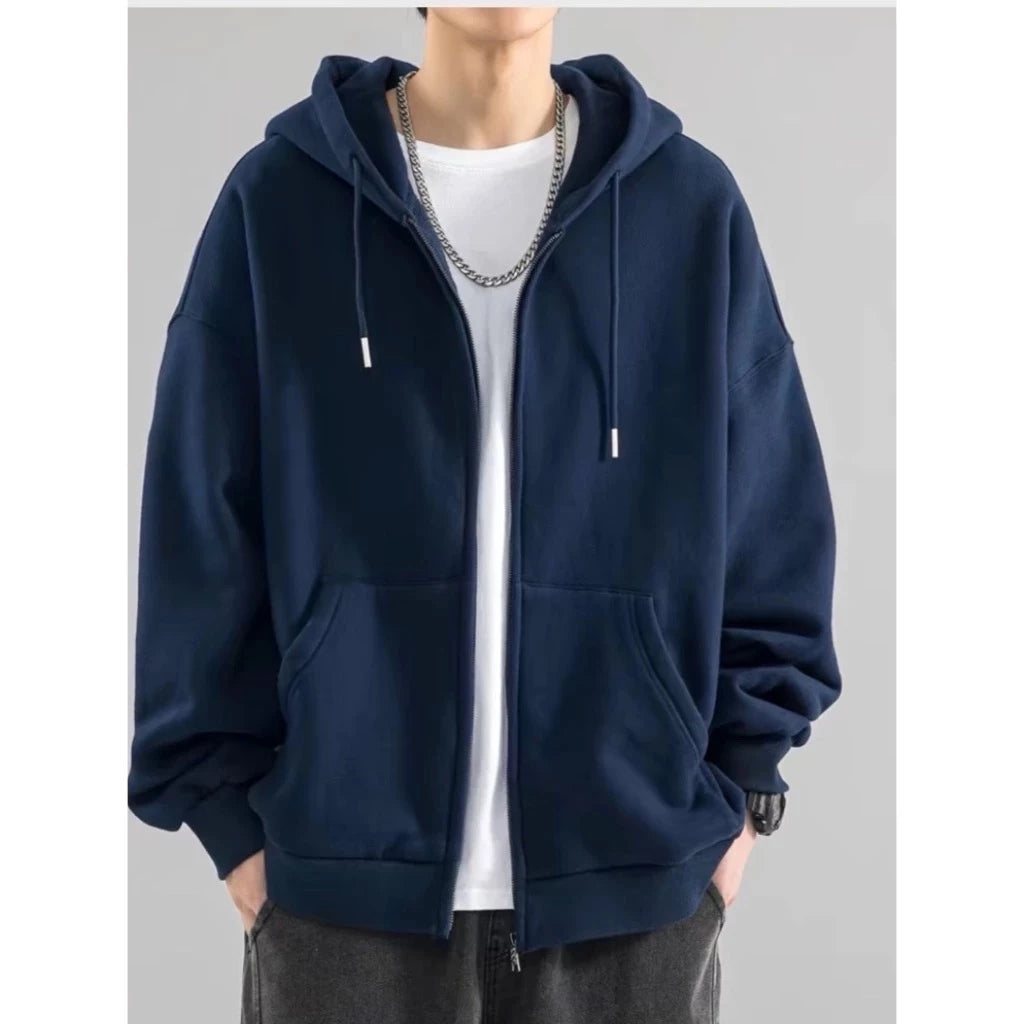 Moletom Unissex de Inverno Básico com Zíper e Capuz