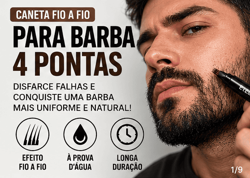 Caneta Fio a Fio para Barba 4 Pontas Kit 2 por 1