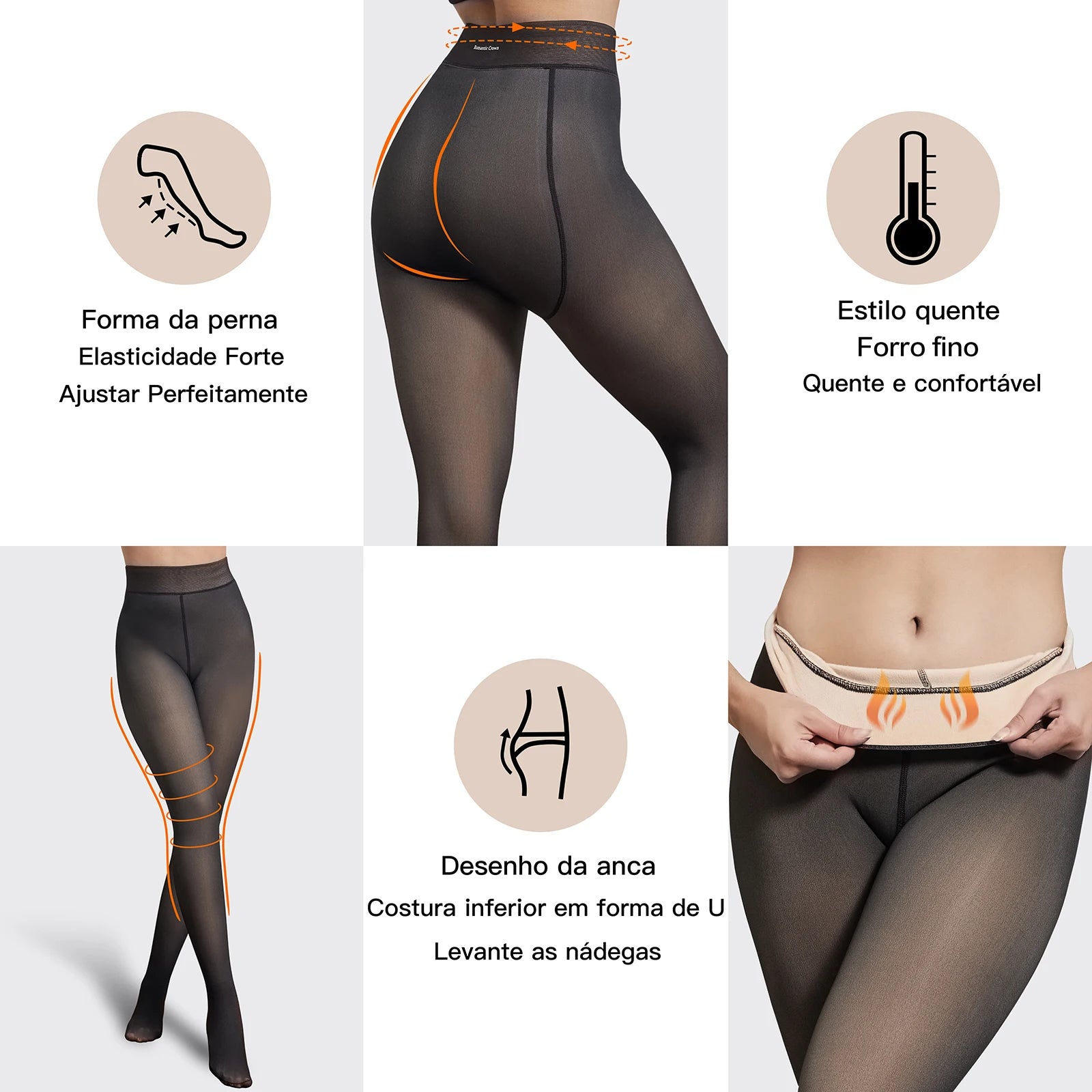 Meia Calça Feminina Peluciada de Lã Aveludada Super Diva