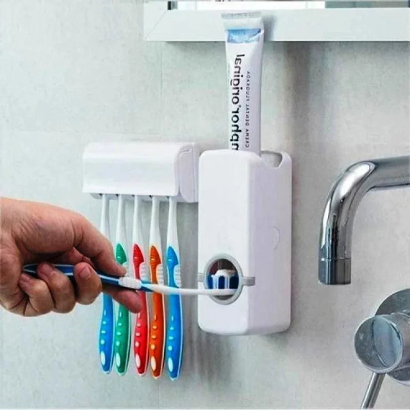 Aplicador Automático de Creme Dental + Suporte de Escovas de Dente de BRINDE