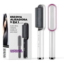 Escova Alisadora 5 em 1 | Alisa, Seca, Hidrata, Modela e Anti-Frizz | Bivolt