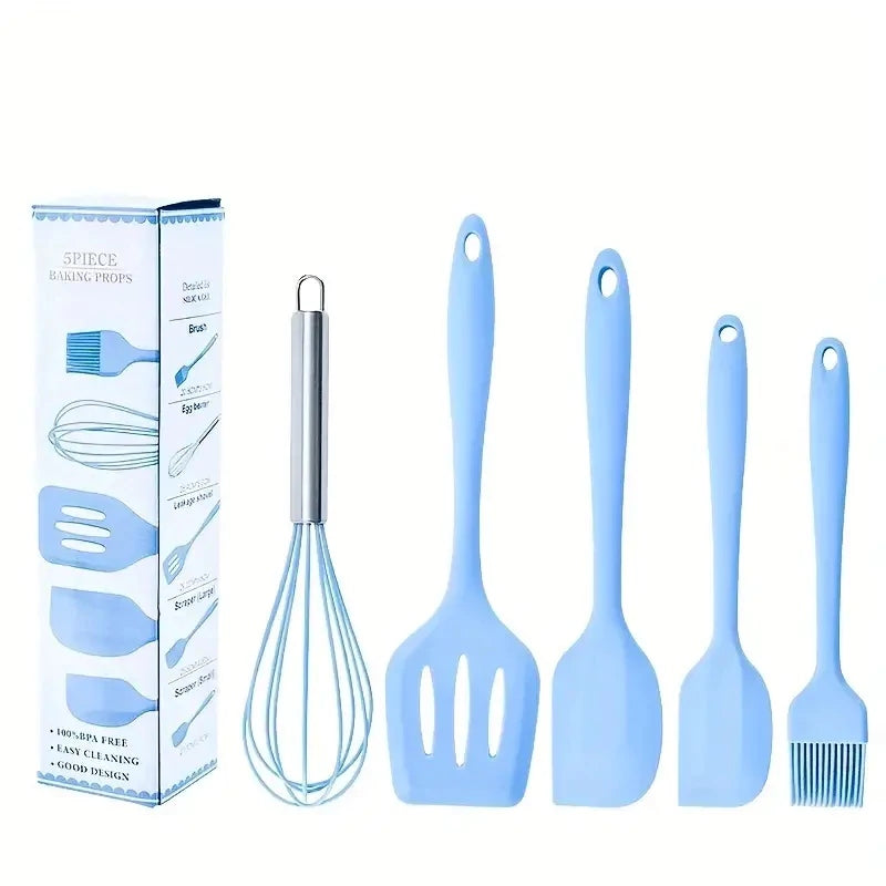 Kit 5 Utensílios de Cozinha em Silicone Resistente ao Calor
