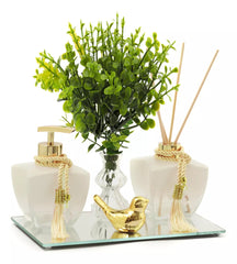 Kit Lavabo Decorativo Completo com Bandeja