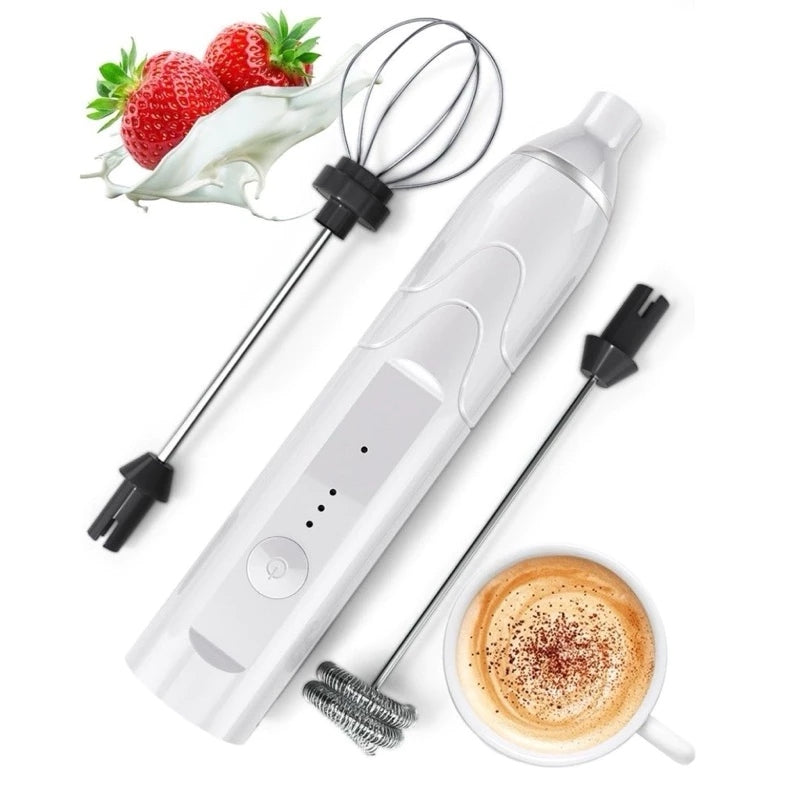 Mini Mixer Elétrico 2 em 1 para Bebidas e Ovos Recarregável