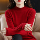 Camisa Feminina Manga Longa Gola Alta Básica - Modelagem Slim Estilo Coreano para Outono e Inverno