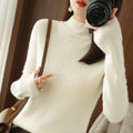 Camisa Feminina Manga Longa Gola Alta Básica - Modelagem Slim Estilo Coreano para Outono e Inverno