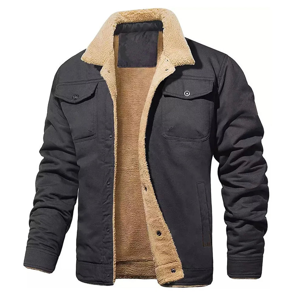 Jaqueta Masculina de Lã com Forro Quente para Inverno