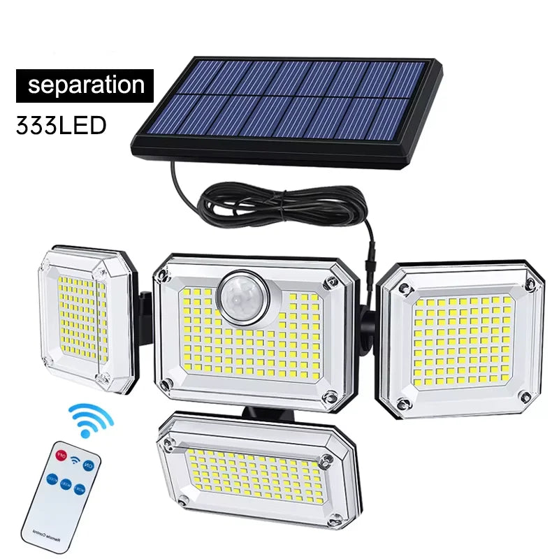 Refletor Led Solar Com 3 Cabeças 122/333Led IP65 à Prova d'água