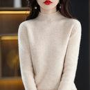 Camisa Feminina Manga Longa Gola Alta Básica - Modelagem Slim Estilo Coreano para Outono e Inverno