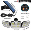 Refletor Led Solar Com 3 Cabeças 122/333Led IP65 à Prova d'água