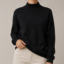 Blusa Tricot Feminina Gola Alta Casual Vintage - Manga Longa Modelagem Solta para Outono e Inverno
