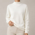 Blusa Tricot Feminina Gola Alta Casual Vintage - Manga Longa Modelagem Solta para Outono e Inverno
