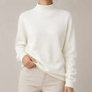 Blusa Tricot Feminina Gola Alta Casual Vintage - Manga Longa Modelagem Solta para Outono e Inverno
