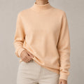 Blusa Tricot Feminina Gola Alta Casual Vintage - Manga Longa Modelagem Solta para Outono e Inverno