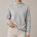 Blusa Tricot Feminina Gola Alta Casual Vintage - Manga Longa Modelagem Solta para Outono e Inverno