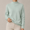 Blusa Tricot Feminina Gola Alta Casual Vintage - Manga Longa Modelagem Solta para Outono e Inverno