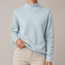 Blusa Tricot Feminina Gola Alta Casual Vintage - Manga Longa Modelagem Solta para Outono e Inverno