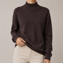 Blusa Tricot Feminina Gola Alta Casual Vintage - Manga Longa Modelagem Solta para Outono e Inverno