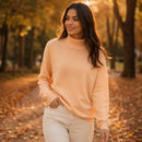 Blusa Tricot Feminina Gola Alta Casual Vintage - Manga Longa Modelagem Solta para Outono e Inverno