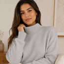 Blusa Tricot Feminina Gola Alta Casual Vintage - Manga Longa Modelagem Solta para Outono e Inverno