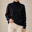 Blusa Tricot Feminina Gola Alta Casual Vintage - Manga Longa Modelagem Solta para Outono e Inverno