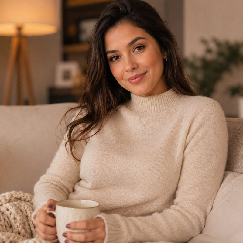 Camisa Feminina Manga Longa Gola Alta Básica - Modelagem Slim Estilo Coreano para Outono e Inverno