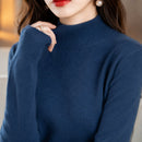 Camisa Feminina Manga Longa Gola Alta Básica - Modelagem Slim Estilo Coreano para Outono e Inverno