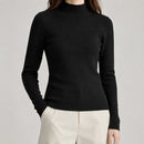 Camisa Feminina Manga Longa Gola Alta Básica - Modelagem Slim Estilo Coreano para Outono e Inverno