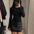 Camiseta Feminina Manga Longa Básica Elástica - Slim Decote Redondo Casual para Outono e Inverno