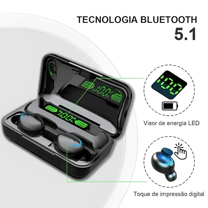 Fone de ouvido Bluetooth a Prova d'Água e Suor TWS PRÓ