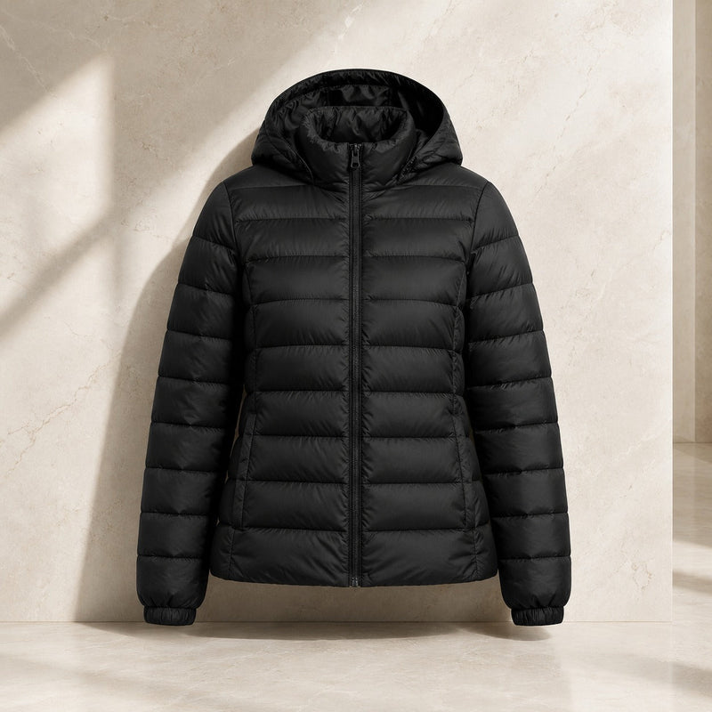 Jaqueta Puffer Feminina Impermeável com Touca Removível - Bobojaco Quente para Inverno