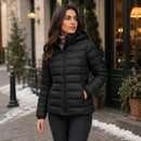 Jaqueta Puffer Feminina Impermeável com Touca Removível - Bobojaco Quente para Inverno