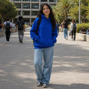 Moletom Unissex com Capuz Oversize Cor Sólida - Hoodie Pulôver Casual para Outono e Inverno