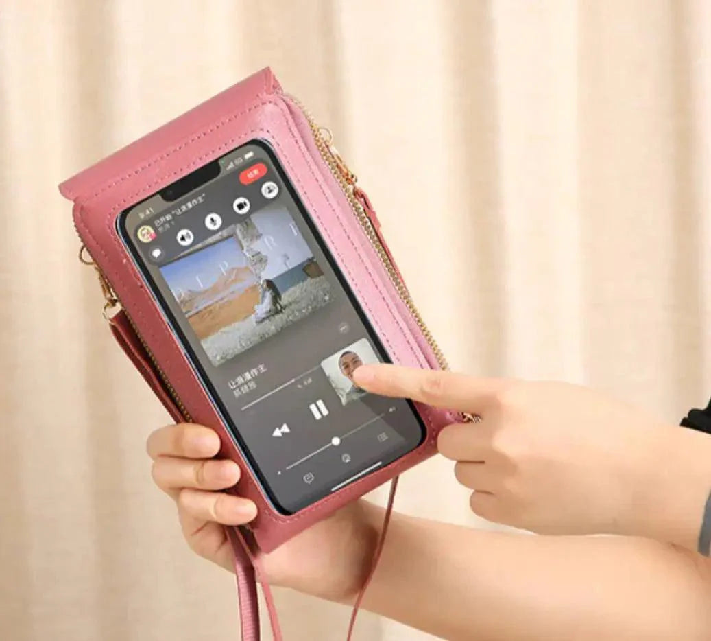 Bolsa Transversal Porta Celular de Couro