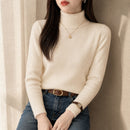 Suéter Feminino Gola Alta Forrado de Veludo - Térmico Macio Manga Longa para Inverno Coreano