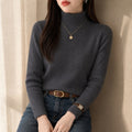 Suéter Feminino Gola Alta Forrado de Veludo - Térmico Macio Manga Longa para Inverno Coreano