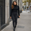 Suéter Feminino Gola Alta Forrado de Veludo - Térmico Macio Manga Longa para Inverno Coreano