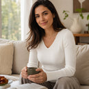 Suéter Feminino Tricô Decote V Slim - Pulôver Coreano Manga Longa para Outono e Inverno