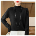 Suéter Feminino Tricô Solto Gola Meia Alta - Camisa Base Caimento Confortável para Outono e Inverno