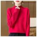 Suéter Feminino Tricô Solto Gola Meia Alta - Camisa Base Caimento Confortável para Outono e Inverno