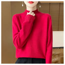 Suéter Feminino Tricô Solto Gola Meia Alta - Camisa Base Caimento Confortável para Outono e Inverno