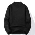 Suéter Masculino Gola Alta Mock Neck - Tricô Liso Casual Pulôver Manga Longa para Outono e Inverno