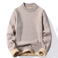 Suéter Masculino Gola Alta Mock Neck - Tricô Liso Casual Pulôver Manga Longa para Outono e Inverno