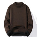 Suéter Masculino Gola Alta Mock Neck - Tricô Liso Casual Pulôver Manga Longa para Outono e Inverno