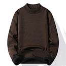 Suéter Masculino Gola Alta Mock Neck - Tricô Liso Casual Pulôver Manga Longa para Outono e Inverno
