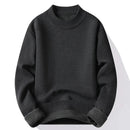 Suéter Masculino Gola Alta Mock Neck - Tricô Liso Casual Pulôver Manga Longa para Outono e Inverno