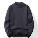Suéter Masculino Gola Alta Mock Neck - Tricô Liso Casual Pulôver Manga Longa para Outono e Inverno