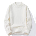 Suéter Masculino Gola Alta Mock Neck - Tricô Liso Casual Pulôver Manga Longa para Outono e Inverno