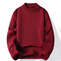 Suéter Masculino Gola Alta Mock Neck - Tricô Liso Casual Pulôver Manga Longa para Outono e Inverno
